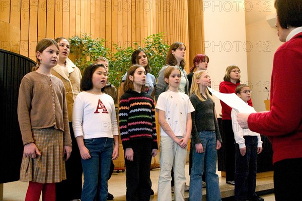 USA, Minnesota, St Paul, Children's choir at Unity Church Unitarian.