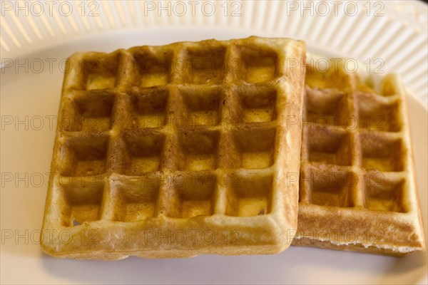 USA, Minnesota, St Paul, Waffles served at midmorning brunch.