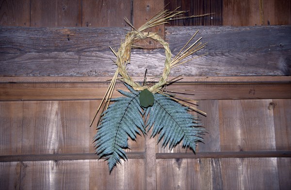 JAPAN, Festivals, Traditional New Year decoration made by Zen Buddhist monks to decorate monastery.