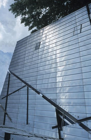 GERMANY, Berlin, Zinc clad facade of the Jewish Museum designed by Polish architect Daniel Libeskind in 1998 and opened in 2001.