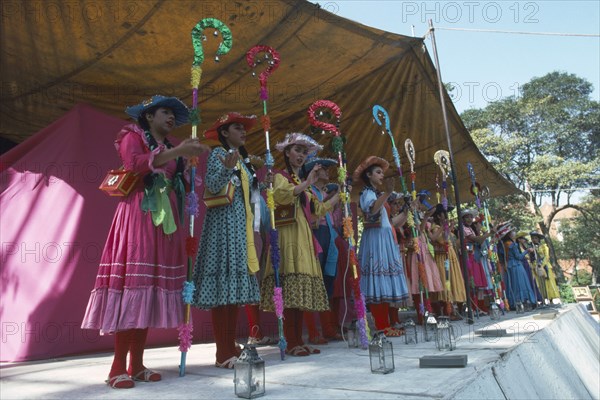 MEXICO, Mexico City, Patorelas re-enact the nativity to celebrate christmas