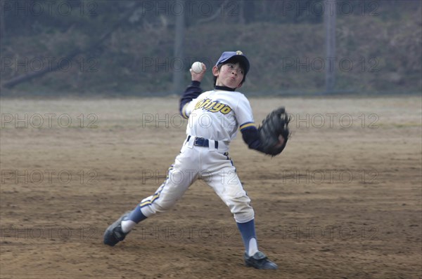 JAPAN, Chiba, Tako, "12 yer old, 6th grader, Kazuma Kikawa pitches for Toujou Shonen Yakyu Baseball Club. Little league "