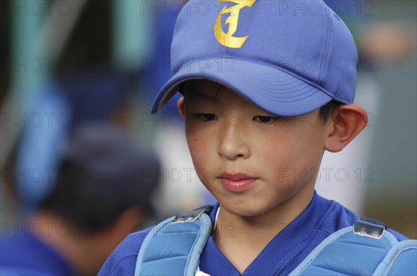 JAPAN, Chiba, Tako, "Yuki Katsumata, catcher for Toujou Shonen Yakyu (baseball) Club"