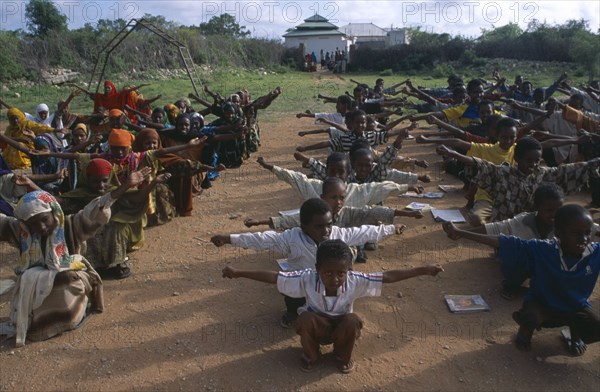 SOMALIA, Baidoa, Morning assembly at Dr Ayub Primary School.