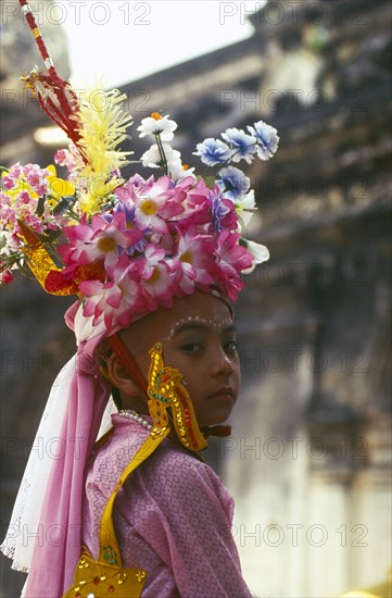 THAILAND, Chiang Mai, Shan Poi San Long. Crystal Children ceremony with portrait of Luk Kaeo in costume at Wat Pa Pao
