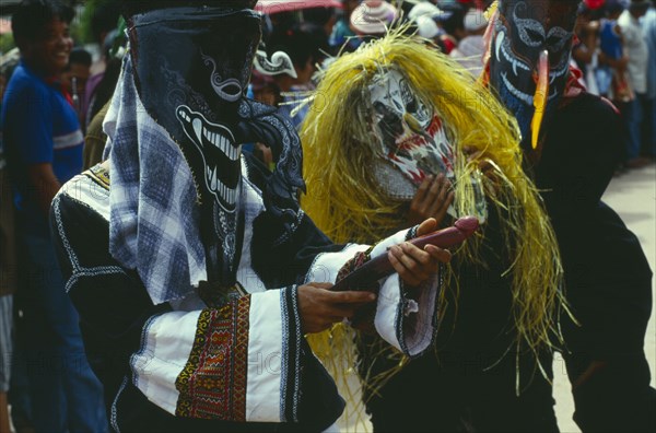 THAILAND, Loei Province, Dan Sai, Phi Ta Khon or Spirit Festival. Group of spirits in costumes and masks