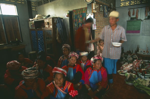 THAILAND, Chiang Rai Province, Doi Lan, Lisu village priest perfoming a ceremony for Lisu New Year