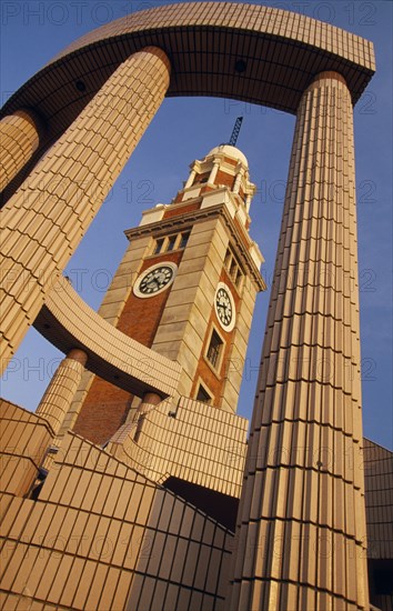 CHINA, Hong Kong, Kowloon.  Former KCR Clock Tower built in 1921 as part of the original Kowloon-Canton Railway terminus at Tsim Sha Tsui which moved to Hung Horn in 1975.