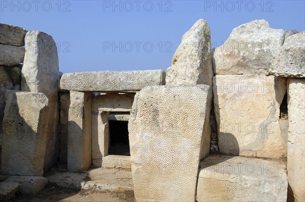 MALTA, Mnajdra , Ruins of the megalithic temple site dating from circa 3000BC