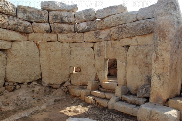 MALTA, Mnajdra , Ruins of the megalithic temple site dating from circa 3000BC