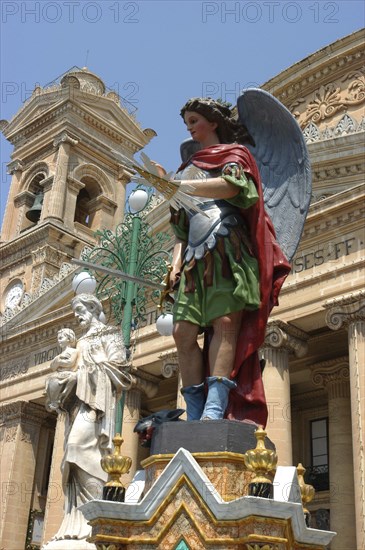 MALTA, Mosta, Statues outside St Marys Church