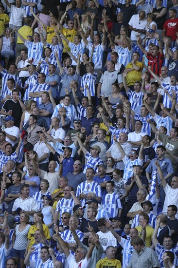 SPORT, Crowds, Brighton and Hove Albion supporters at the Madejski Stadium Reading