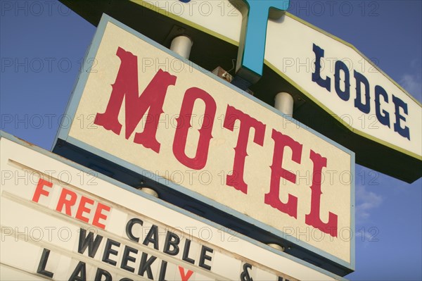 USA , New Mexico, Santa Fe, Motel sign.