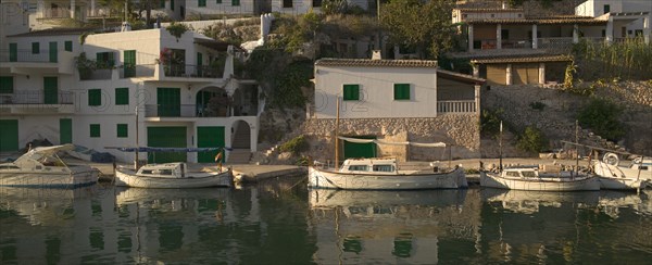 SPAIN, Balearic Islands, Majorca , Waterfront scene in Cala Figuera.