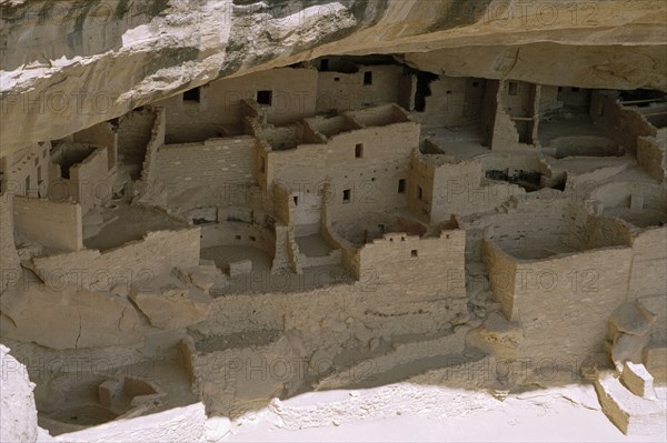 USA, Colorado, Mesa Verde Nat Park, View of the Cliff Palace which is the largest Anasazi cliff dwelling