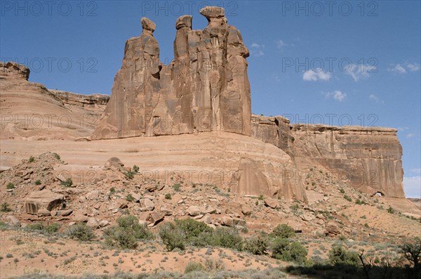 USA, Utah, Arches National Park, The Three Gossips rock formation