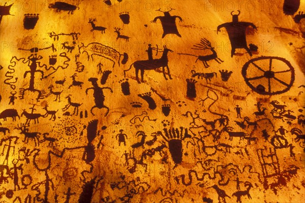 USA, Utah, Moab, Anasazi cave paintings