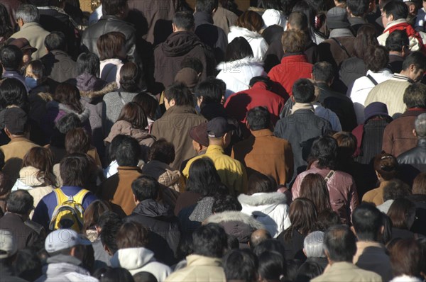 JAPAN, Honshu, Chiba, New Years Holiday crowds on the steps of Narita San Temple