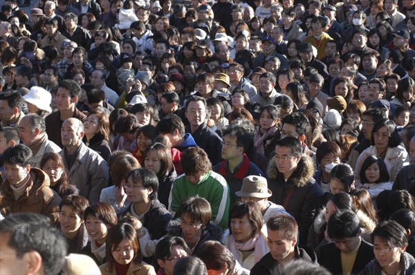 JAPAN, Honshu, Chiba , New Years Holiday worshippers crowd to enter Narita San Temple