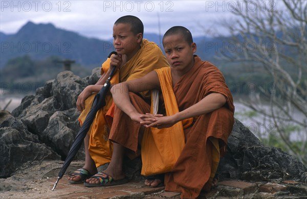 LAOS, Religion, Buddhist, Therevaden Buddhist monks.