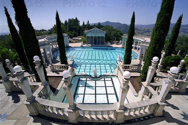 USA, California, Hearst Castle, View over the Greek/Roman Neptune Pool at Hearst Castle owned by William Randolf Hearst