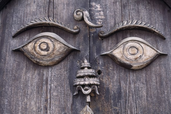 NEPAL,  , Kathmandu, "Hanuman Dhoka, the Old Royal Palace.  Detail of medieval carved door."