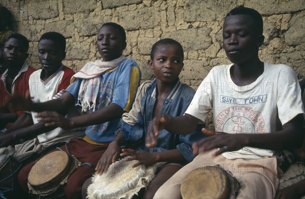 LIBERIA, Upper Lofa, Festival drummers.