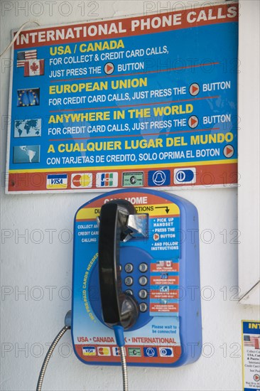 WEST INDIES, St Vincent & The Grenadines, Union Island, International credit card payphone in Clifton