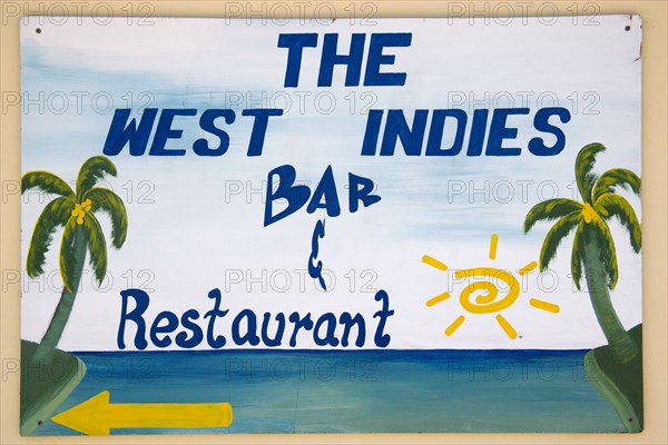 WEST INDIES, St Vincent & The Grenadines, Union Island, Restaurant sign in Clifton