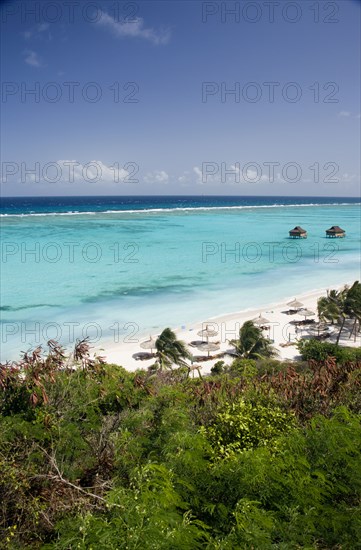 WEST INDIES, St Vincent & The Grenadines, Canouan, Offshore treatment rooms of the Amrita Spa and Godahl Beach at Raffles Resort