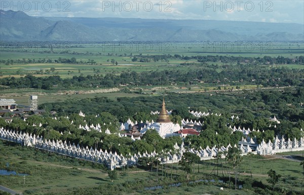 MYANMAR, Architecture, Temple complex and surrounding landscape.