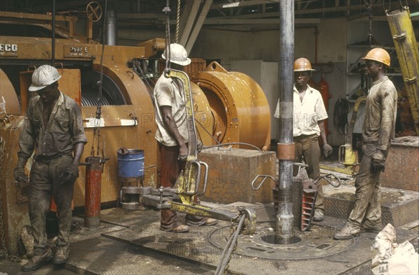 NIGERIA, Rivers State, Workers on oil rig.