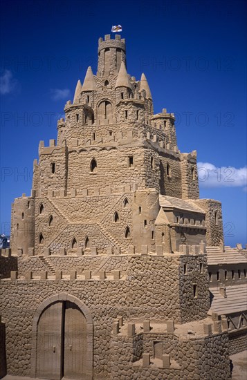 UNITED KINGDOM, Channel Islands, Guernsey, St Peter Port. Ornamental Sand Castle Display.