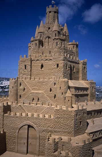 UNITED KINGDOM, Channel Islands, Guernsey, St Peter Port. Ornamental Sand Castle Display.