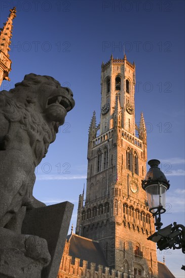 BELGIUM, West Flanders, Bruges, View looking up at the Belfort.