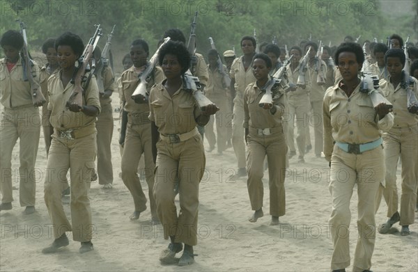 ERITREA, Army, Eritrean People’s Liberation Front female soldiers training.
