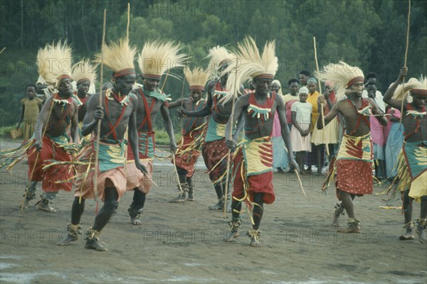 RWANDA, Festivals, All male traditionally adorned Tutsi intore dancers characterised by coordinated drilling dances reflecting the Tutsi warrior tradition