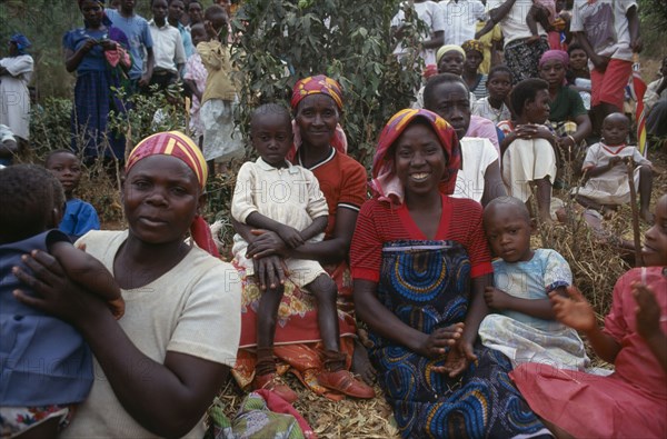 RWANDA, Akagera, Christian prayer meeting.