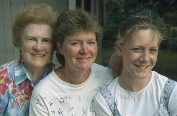 CHILDREN, Relationships, Generations, "Portrait of grandmother, daughter and grand-daughter.  Three generations."