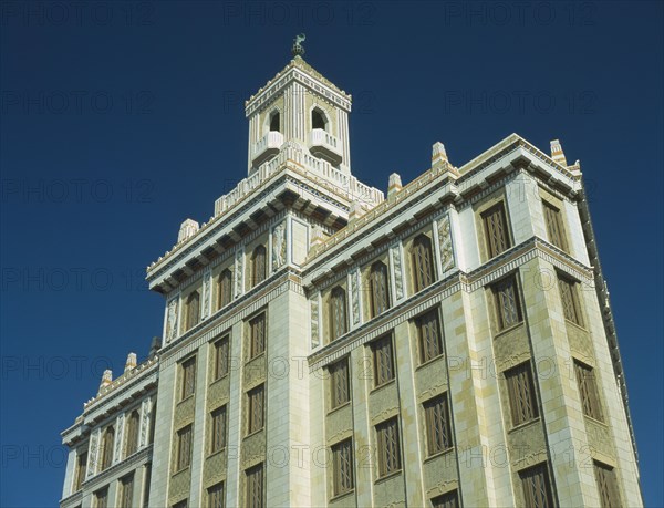 CUBA, Havana, Former headquaters of the Bacardi company now restored for use as offices. View of the Art Deco style building.