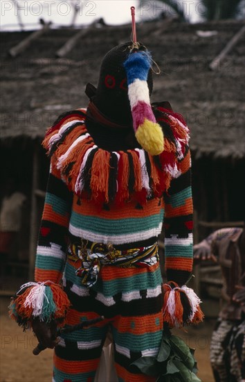 CAMEROON, South West, Rumpi Hills, Ju-ju man of Leopard Cult in full regalia