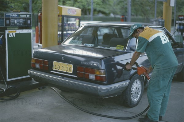 BRAZIL, Transport, Car, Refuelling car at alcohol fuel station.