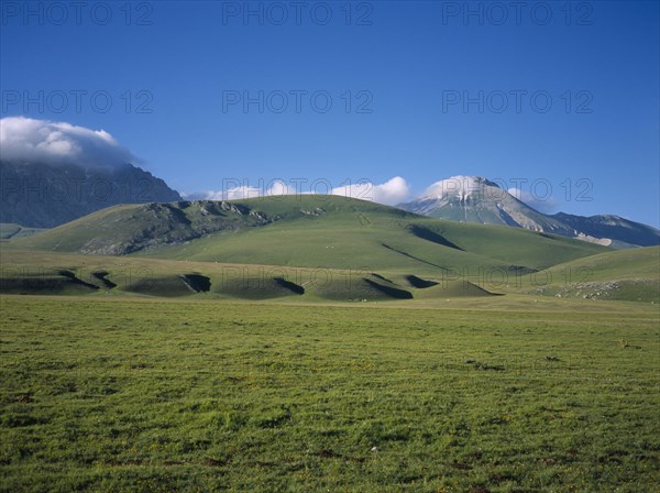 ITALY, Abruzzo, Sasso di Italia, "Campo Imporatore, eroded Moraine alps left by glacial action"