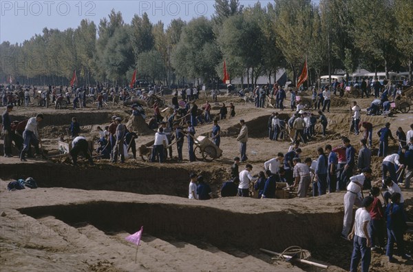 CHINA, Cultural Revolution, Commune workers reclaiming land for cultivation during the Cultural Revolution 1966-1970