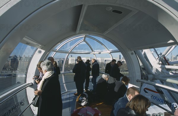 ENGLAND, London, British Airways view of the skyline from one of the capsules.