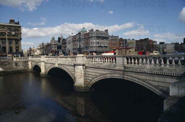 IRELAND, Dublin, O’Connell bridge across the River Liffey.  The original bridge was designed by James Gandon and built 1794-98.
