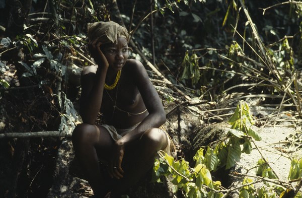 SIERRA LEONE, People, Mende, Young Mende tribeswoman dressed for Sande society initiation into adulthood.