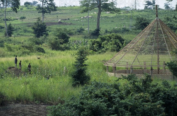 IVORY COAST, Architecture, Traditional Pailltte home under construction