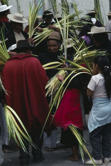 ECUADOR, Tungurahua, Salasaca, Palm Sunday celebrations.