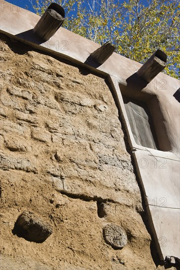 USA, New Mexico, Santa Fe, Detail of adobe construction in what is claimed to be the oldest building in the USA